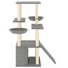 vidaXL Cat Tree Light Grey Engineered Wood, Plush, Sisal Medium-sized