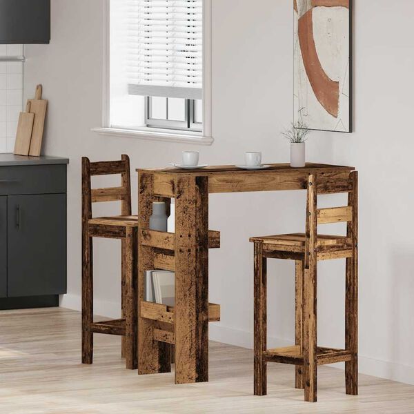 vidaXL Wall Bar Table Old wood Engineered wood Medium Bar Table