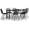 vidaXL Garden Dining Set Black Poly Rattan, Steel, Tempered Glass Standard