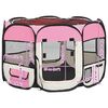 vidaXL Dog Playpen Pink and Cream Polyester and Steel Medium Foldable