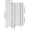 vidaXL Room Divider 4 Panels White Solid Wood Paulownia