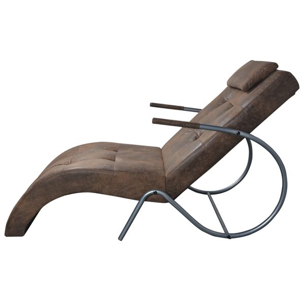 vidaXL Chaise Lounge Brown Suede look fabric Medium Ergonomic