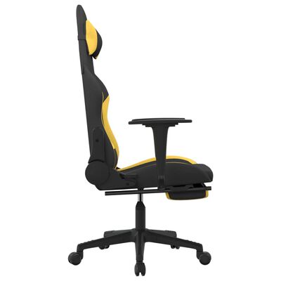 vidaXL Gaming Chair with Footrest Black and Yellow Fabric