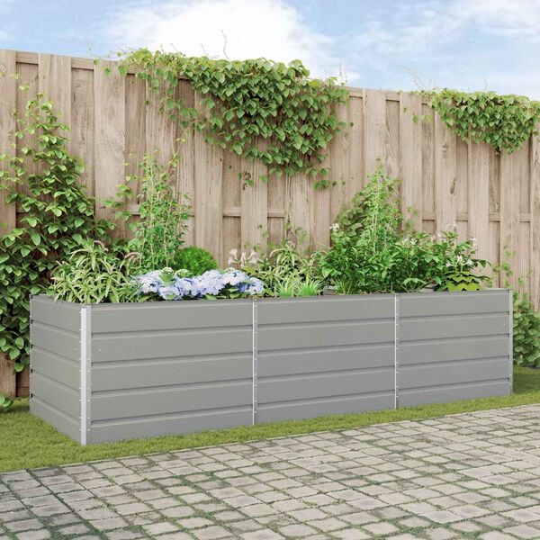 vidaXL Planter Light Grey 195 x 100 x 45 cm Galvanised Steel