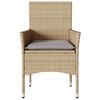 vidaXL Patio Chairs with Cushions 2 pcs Beige Poly Rattan