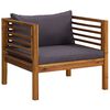 vidaXL Wooden Lounge Set Dark Grey Solid Acacia wood, 100% Polyester