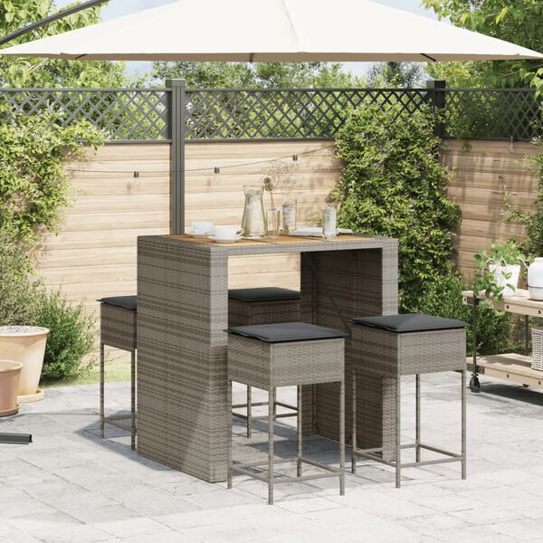 vidaXL Patio Bar Set Set of 4 Grey, Dark Grey