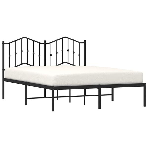 vidaXL Bed Frame Black Powder-Coated Steel Double Bed Frame