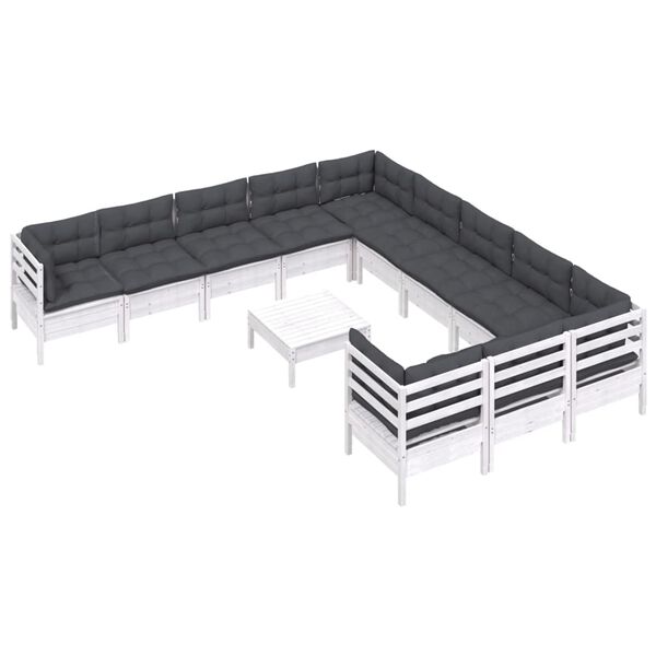 vidaXL Garden Lounge Set White, Anthracite