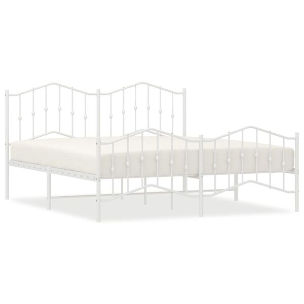 vidaXL Bed Frame White Powder-Coated Steel 72 x 84 in Bed Frame