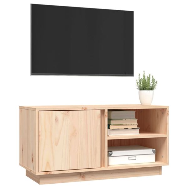 vidaXL TV Cabinet Natural Pine Solid Pine Wood Medium TV Cabinet