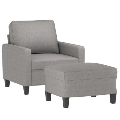 vidaXL Sofa Chair with Footstool Light Gray 23.6" Fabric