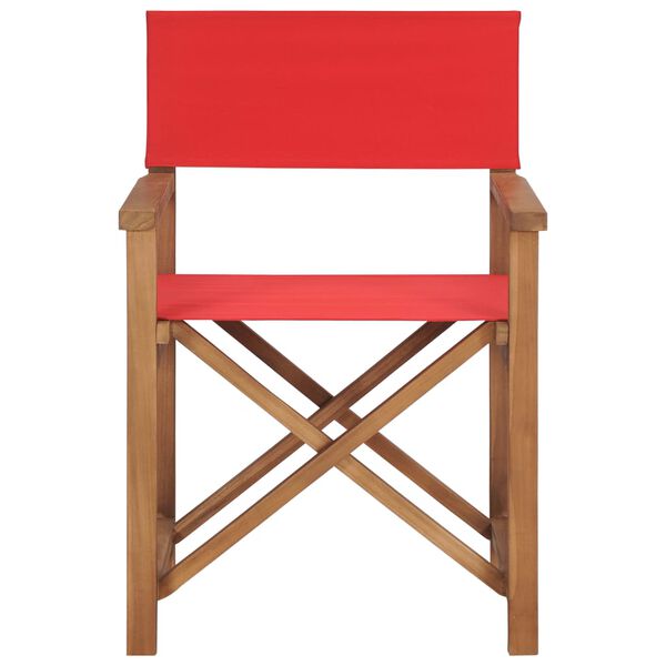 vidaXL Director's Chair Red Teak Wood with fabric Medium Collapsible