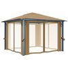 vidaXL Gazebo with Curtain 118.1x118.1" Taupe Aluminium