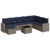 vidaXL 9 Piece Patio Sofa Set with Cushions Gray Poly Rattan