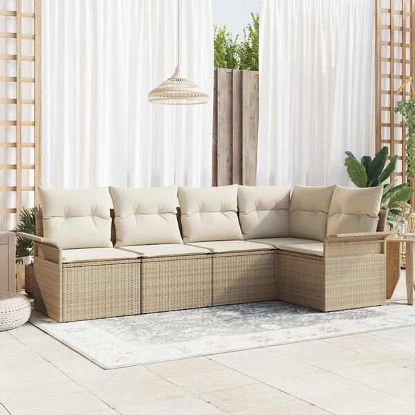 vidaXL Garden Sofa Set with Cushion Manual 5 pcs Poly Rattan
