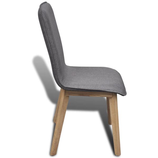 vidaXL Dining Chair Set of 6 Dark grey Polyester and Oak wood Standard