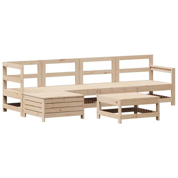vidaXL Garden Sofa Set Natural Pine Solid pine wood, Plywood Medium