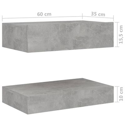 vidaXL Bedside Cabinet Concrete Gray 23.6"x13.8" Engineered Wood
