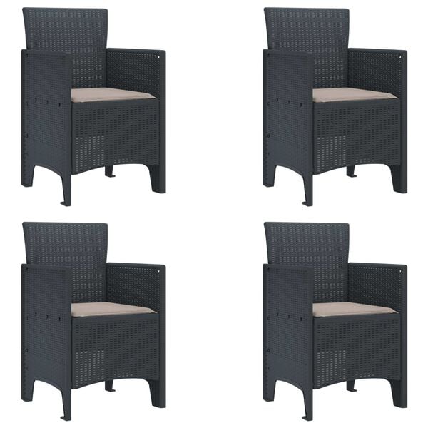 vidaXL Garden Chair 4 pcs Anthracite 20.87 x 19.29 x 33.46 in