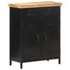 vidaXL Sideboard Black, Natural Rough Mango Wood, Steel and Iron Medium