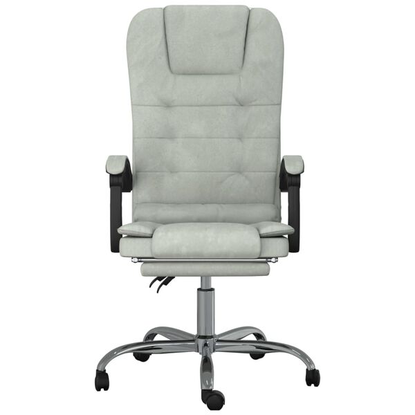 vidaXL Massage Office Chair Light gray Velvet, metal, plywood Medium