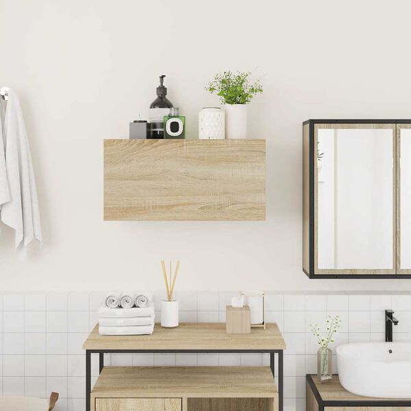 vidaXL Bathroom Wall Cabinet Sonoma Oak Engineered Wood Small
