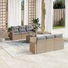 vidaXL Garden Sofa Set Beige PE Rattan, Powder-Coated Steel, Tempered Glass