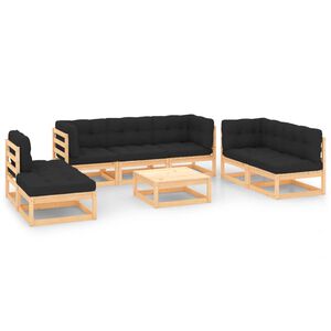 vidaXL Garden Lounge Set Gray Solid Pine Wood Large Modular
