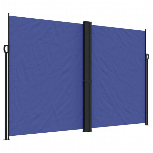 vidaXL Retractable Side Awning Blue 100% polyester with PU coating Large