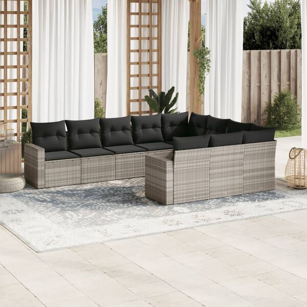 vidaXL Garden Sofa Set Light Grey frame, Dark Grey cushions