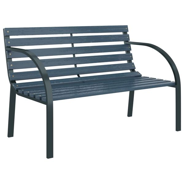 vidaXL Garden Bench Grey Wood and Steel 47.2 in Durable Garden Bench