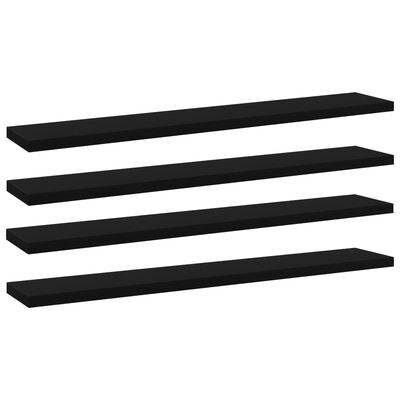vidaXL Bookshelf Boards 4 pcs Black 23.6"x3.9"x0.6" Engineered Wood