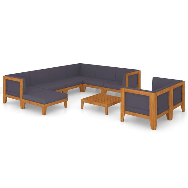 vidaXL Garden Lounge Set Dark Grey Solid acacia wood, 100% polyester