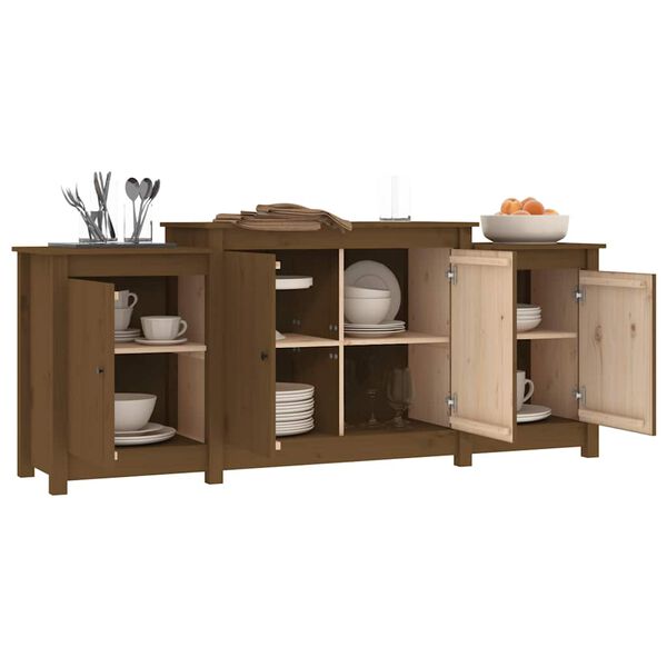 vidaXL Sideboard Honey Brown Solid Pine Wood, Metal