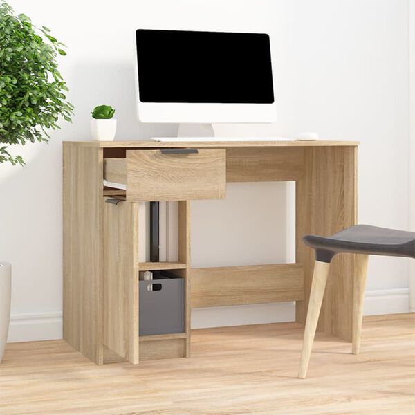 vidaXL Desk Sonoma Oak Engineered Wood 39.4x19.7x29.5 in Desk