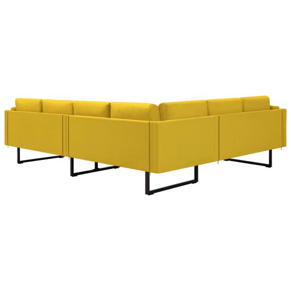vidaXL Sofa Yellow Polyester, Wood, Steel Large Sofa Modern