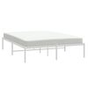 vidaXL Bed Frame White Powder-Coated Steel 63 x 79 in Bed Frame