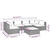vidaXL Garden Lounge Set Grey PE rattan, powder-coated steel, plastic, glass