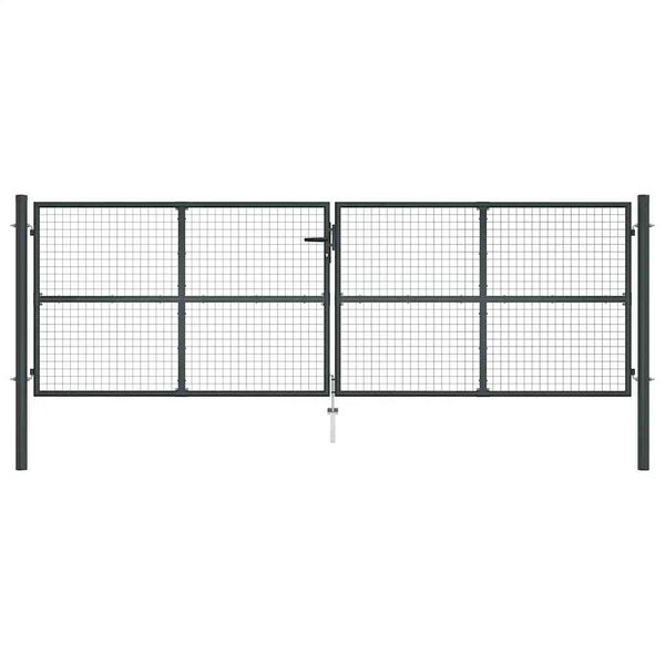 vidaXL Mesh Garden Gate Galvanised Steel 157.5x49.2" Grey