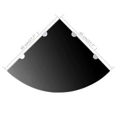 vidaXL Corner Shelf with Chrome Supports Glass Black 17.7"x17.7"