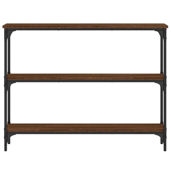 vidaXL Console Table Brown Oak Engineered wood, metal 39.4 x 8.9 x 29.5 in