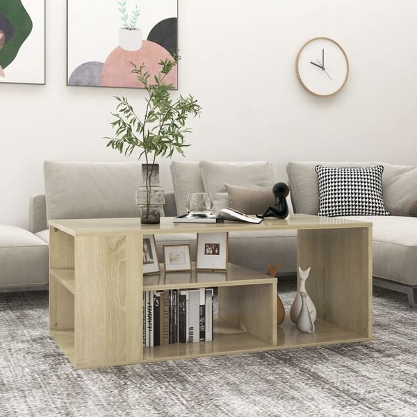 vidaXL Coffee Table Sonoma oak Engineered wood 39.4 x 19.7 x 15.7 in