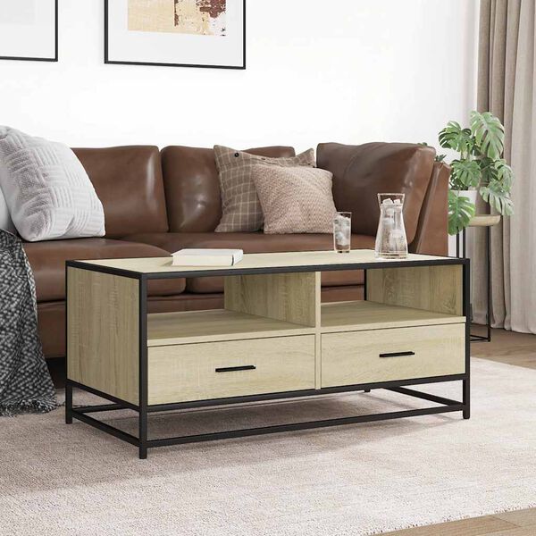 vidaXL Coffee Table Sonoma oak Engineered wood 39.4 x 19.7 x 17.7 in
