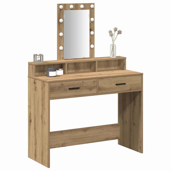 vidaXL Dressing Table Brown 39.37 x 16.14 x 55.12 in Engineered Wood