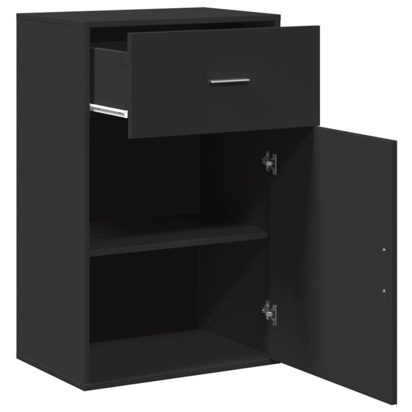 vidaXL Storage Cabinet Black Engineered wood 22.2 x 15.4 x 35.4 in
