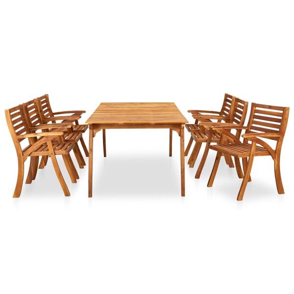 vidaXL 7 Piece Garden Dining Set 79.3" x 39.4" Solid Acacia Wood