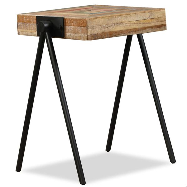 vidaXL Side Table Durable Rectangular Industrial Teak Wood Accent Table