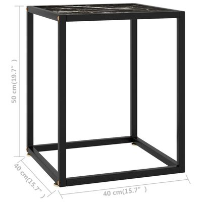 vidaXL Coffee Table Black with Black Marble Glass 15.7"x15.7"x19.7"