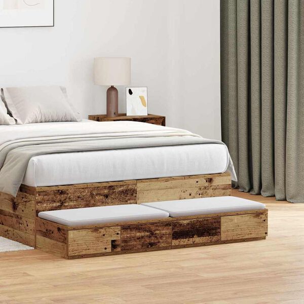 vidaXL Bed Drawers Old Wood 47.24 x 14.37 x 6.50 in Engineered Wood